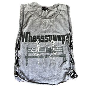 Y2K Vintage Riley tank from Kitson Budweiser Whaaassup Skeletons Super Bowl